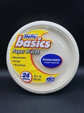 701-4192 Hefty Basics Plates Pack Of 24 No Inks Biodegradable Natural Color 2009